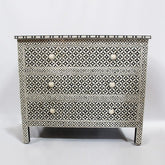 Maaya Bone Inlay Chest Sideboard Black and White Geometric